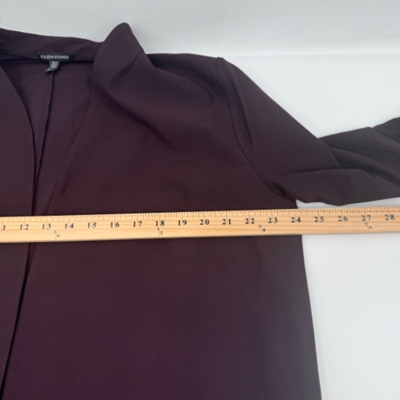 Eileen Fisher Coat Women Large Brown Lightweight Topper Midi Office Career - Picture 9 of 10